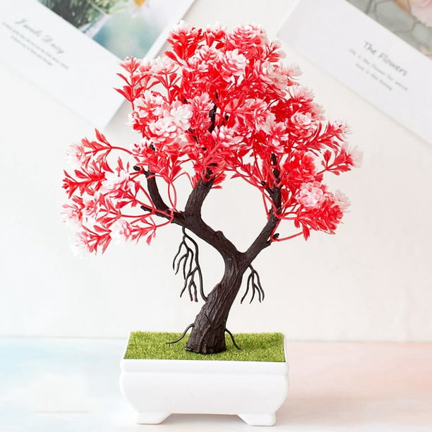 Bonsai Tree Simulation Artificial Live Plants Flowers In Pots Home Office Decor 